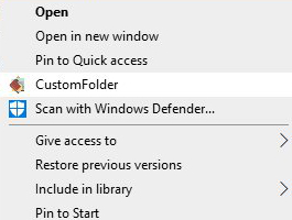 context menu