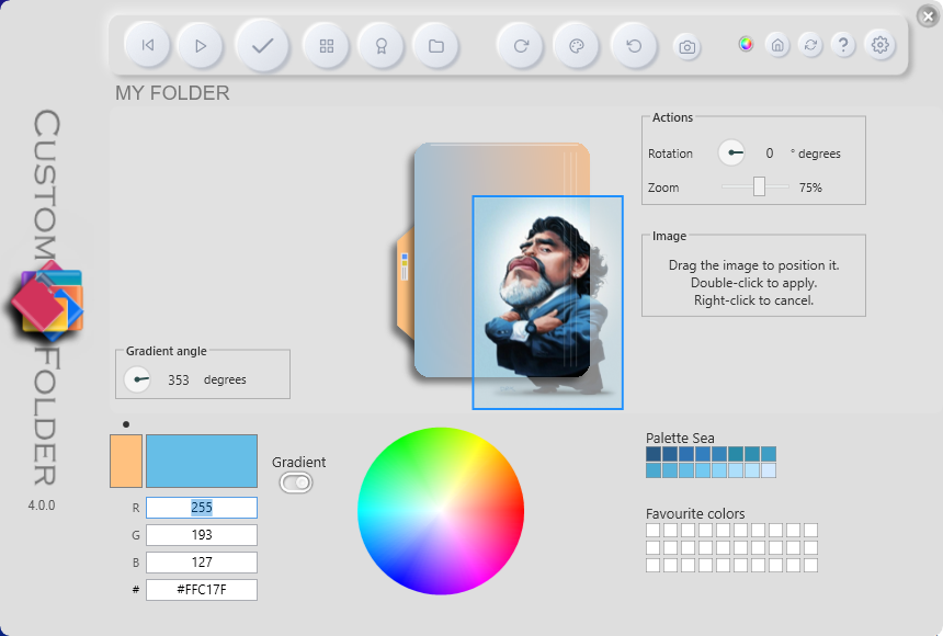 Floating positioning mode: the draggable box over the icon preview