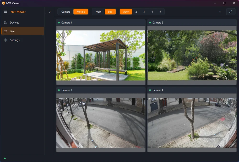 NVR Viewer — Live mosaic