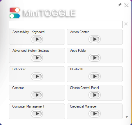 miniToggle launcher panel