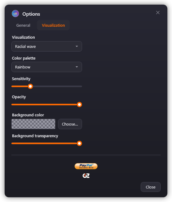 Options — Visualization tab